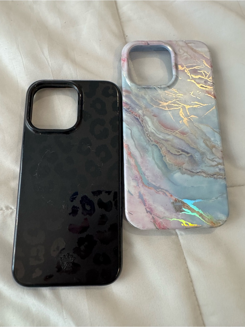 Apple iPhone 15 ProMax Case Set Black Leopard & Pink Marble with Gold Veining